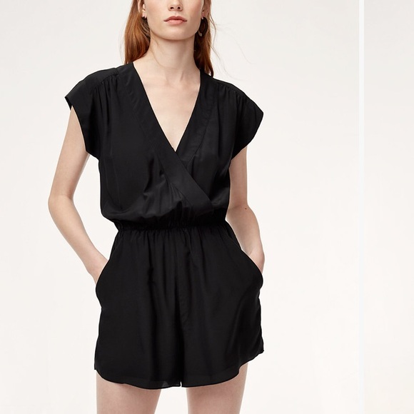 Aritzia Pants - • Babaton Aritzia • Corbett Silk Black Romper L